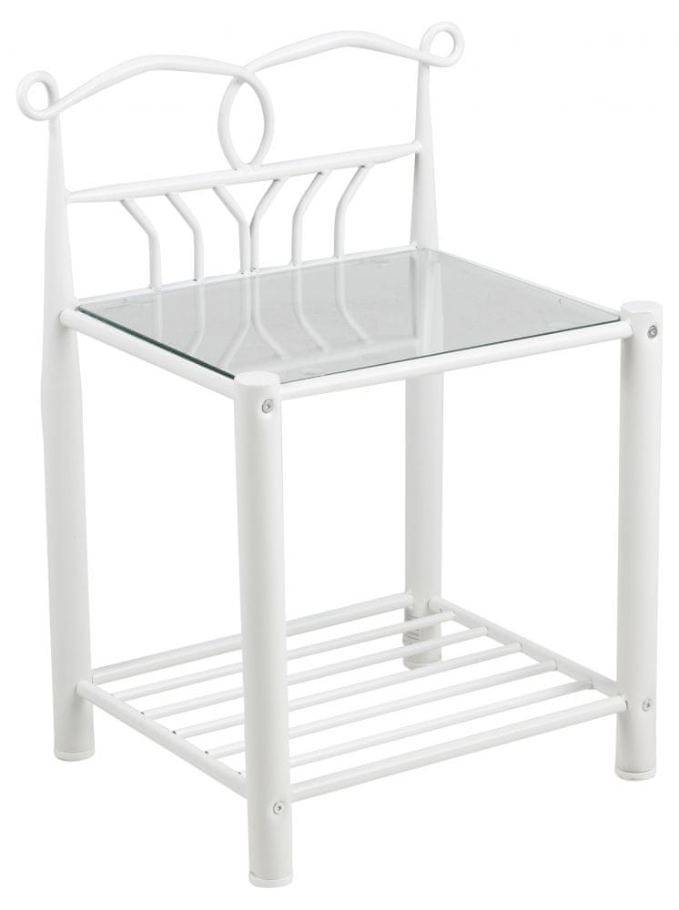 Design Scandinavia Nočný stolík Line, 66 cm, sklo, biela
